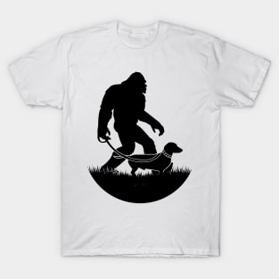 Bigfoot Walking Dachshund T-Shirt